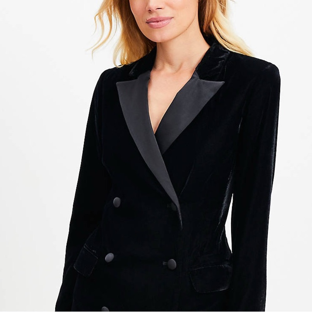 Sold ❌ Ann Taylor Velvet Blazer Mini Pocket Dress Black Size 10 New - Picture 3 of 8